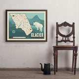 Map of Glacier National Park - Art Print, 24x32 / Simple / Brown