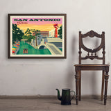 San Antonio, TX: River Walk (Horizontal) - Art Print, 24x32 / Simple / Brown