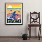 Florida: Sea Turtle Hatchling Habitats - Art Print, 24x32 / Simple / Brown