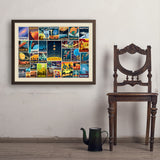 Space Travel Collage (Horizontal) - Art Print, 24x32 / Simple / Brown