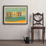 Flip Flops Hangin’ Out Together - Art Print, 24x32 / Simple / Brown