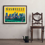 Nashville Sunset Skyline (Horizontal) - Art Print, 24x32 / Simple / Brown