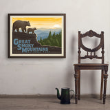 Great Smoky Mountains Horizontal Print - Art Print, 24x32 / Simple / Brown