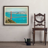 San Francisco: Golden Gate Bridge-Horizontal - Art Print, 24x32 / Simple / Brown