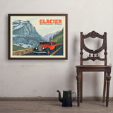 Glacier National Park: Going To The Sun Road (Horizontal) - Art Print, 24x32 / Simple / Brown