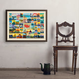 50-State Collage (Horizontal) - Art Print, 24x32 / Simple / Brown