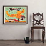 100th Anniversary Of Route 66 (Map) - Art Print, 24x32 / Simple / Brown