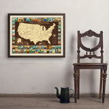 63 National Parks: Map Of USA - Art Print, 24x32 / Simple / Brown