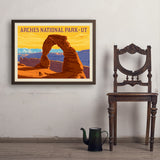 Arches National Park: Delicate Arch Sunset (Horizontal) - Art Print, 24x32 / Simple / Brown