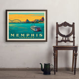 Memphis, TN: River View (Horizontal) - Art Print, 24x32 / Simple / Brown