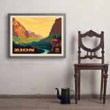 Zion National Park: 100th Anniversary (Horizontal) - Art Print, 24x32 / Simple / Gray