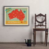 Australia: Explore Down Under Map - Art Print, 24x32 / Simple / Gray
