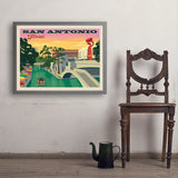 San Antonio, TX: River Walk (Horizontal) - Art Print, 24x32 / Simple / Gray