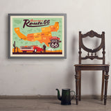 100th Anniversary Of Route 66 (Map) - Art Print, 24x32 / Simple / Gray