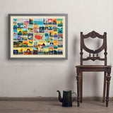 50-State Collage (Horizontal) - Art Print, 24x32 / Simple / Gray