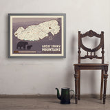 Map of Great Smoky Mtns National Park - Art Print, 24x32 / Simple / Gray