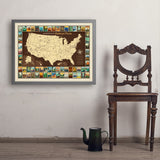63 National Parks: Map Of USA - Art Print, 24x32 / Simple / Gray