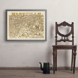 Illustrated Map of Nashville - Art Print, 24x32 / Simple / Gray