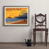 Santa Monica Pier: Sunset - Art Print, 24x32 / Simple / Gray