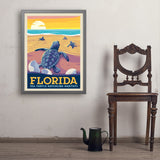 Florida: Sea Turtle Hatchling Habitats - Art Print, 24x32 / Simple / Gray