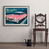 Memphis, TN: Pink Caddy (Horizontal) - Art Print, 24x32 / Simple / Gray