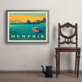Memphis, TN: River View (Horizontal) - Art Print, 24x32 / Simple / Gray