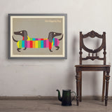 Mod Rainbow Dogs - Art Print, 24x32 / Simple / Gray