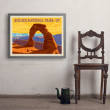 Arches National Park: Delicate Arch Sunset (Horizontal) - Art Print, 24x32 / Simple / Gray