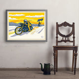 Salt Flat Motorcycle Racer - Art Print, 24x32 / Simple / Gray