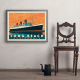 Long Beach, CA: Queen Mary - Art Print, 24x32 / Simple / Gray
