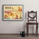 Grand Canyon National Park: Illustrated Map - Art Print, 24x32 / Simple / Gray