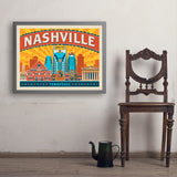 Nashville Landmarks (Horizontal) - Art Print, 24x32 / Simple / Gray
