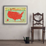 Map of the USA Print - Art Print, 24x32 / Simple / Gray