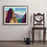 Zion National Park: Ascent To Angels Landing (Horizontal) - Art Print, 24x32 / Simple / Gray