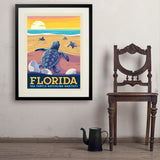 Florida: Sea Turtle Hatchling Habitats - Art Print, 24x32 / Standard / Black