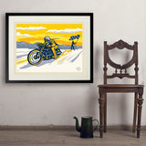 Salt Flat Motorcycle Racer - Art Print, 24x32 / Standard / Black