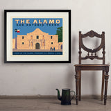 San Antonio, TX: The Alamo (Horizontal) - Art Print, 24x32 / Standard / Black