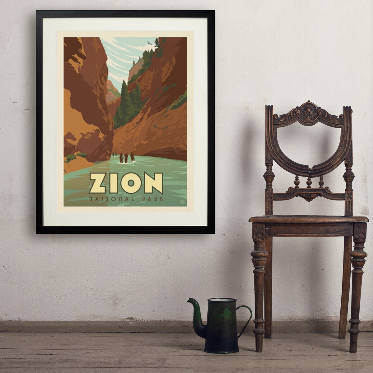 zion-national-park-hiking-the-narrows - 24x32 / Standard / Black / Env