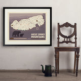 Map of Great Smoky Mtns National Park - Art Print, 24x32 / Standard / Black
