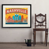 Nashville Landmarks (Horizontal) - Art Print, 24x32 / Standard / Black