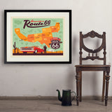100th Anniversary Of Route 66 (Map) - Art Print, 24x32 / Standard / Black