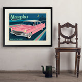 Memphis, TN: Pink Caddy (Horizontal) - Art Print, 24x32 / Standard / Black