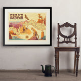 Grand Canyon National Park: Illustrated Map - Art Print, 24x32 / Standard / Black