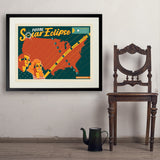 2024 Total Solar Eclipse Map - Art Print, 24x32 / Standard / Black