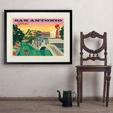 San Antonio, TX: River Walk (Horizontal) - Art Print, 24x32 / Standard / Black