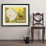 Map of Yosemite National Park - Art Print, 24x32 / Standard / Black