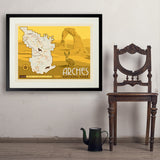 Map of Arches National Park - Art Print, 24x32 / Standard / Black