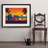 West Coast Surf Van - Art Print, 24x32 / Standard / Black