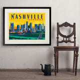 Nashville Sunset Skyline (Horizontal) - Art Print, 24x32 / Standard / Black