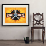 Music City: Vinyl Record (Horizontal) - Art Print, 24x32 / Standard / Black
